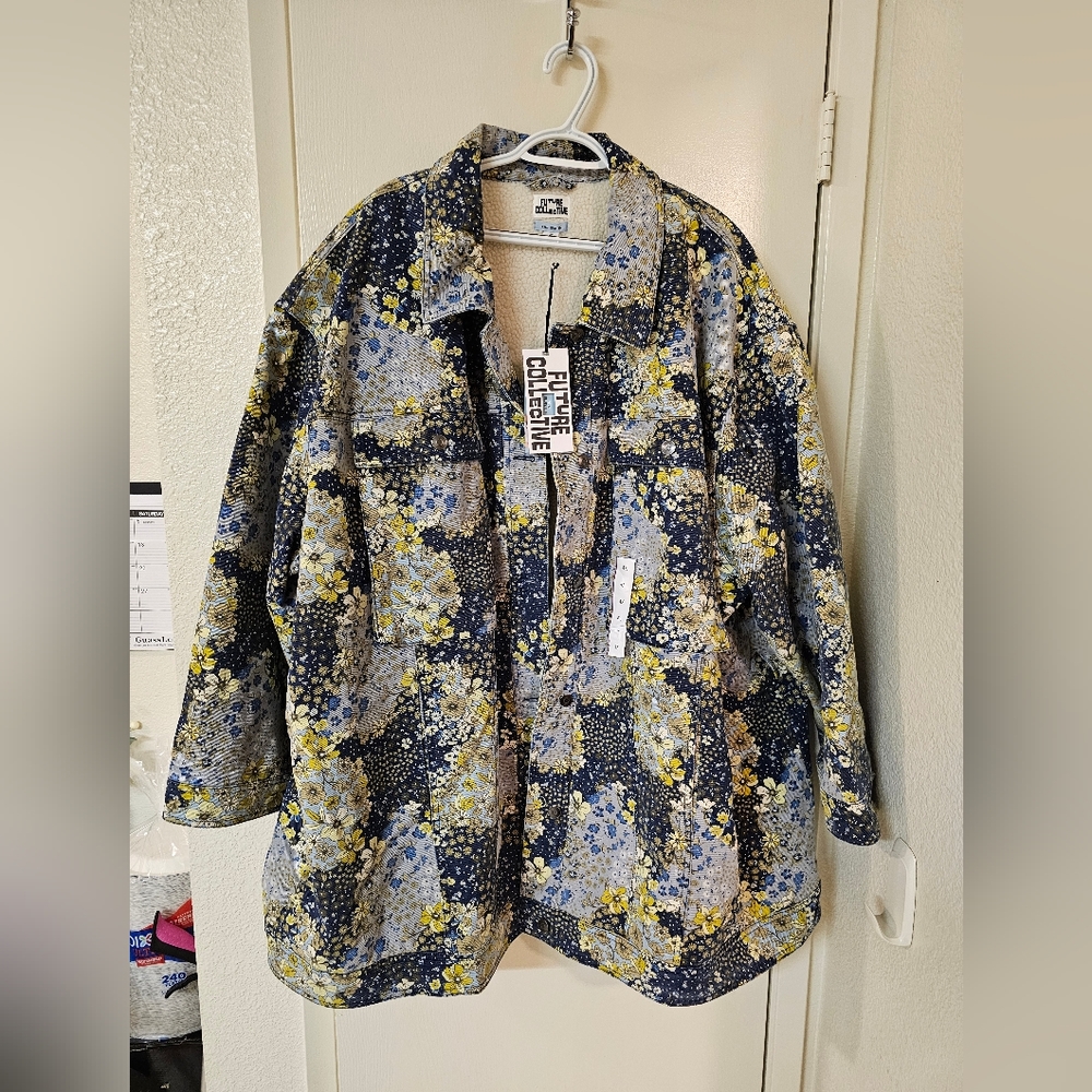 Future Collective Floral Jean Jacket 4X - NEW